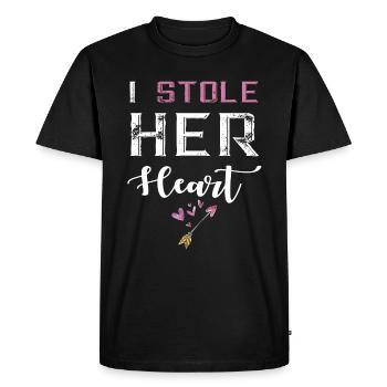 I Stole Her Heart Couple Tshirt - Men's Premium Organic T-Shirt - black - Front - Nico (187cm)