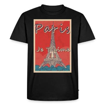 Tour Eiffel Paris Je t’aime France - T-shirt Premium bio Homme - noir - Devant - Nico (187cm)