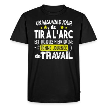 Tir à l'arc Travail Sport Flèche Cadeau Humour - T-shirt Premium bio Homme - noir - Devant - Nico (187cm)