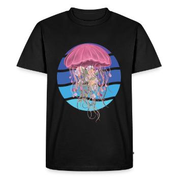 Méduse d’Océan Art Vie Océanique Sous-marin Animal - T-shirt Premium bio Homme - noir - Devant - Nico (187cm)