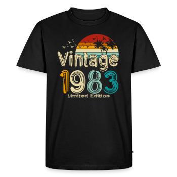 1983 Né en 1983 Vintage Rétro - T-shirt Premium bio Homme - noir - Devant - Nico (187cm)