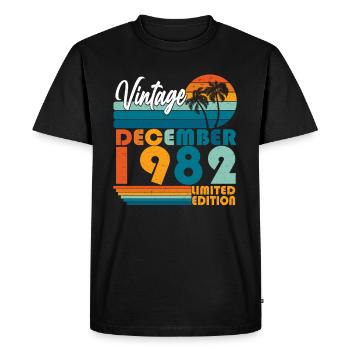 Décembre 1982 Vintage Retro Anniversaire - T-shirt Premium bio Homme - noir - Devant - Nico (187cm)