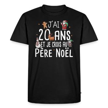 20 Ans Anniversaire Cadeau Père Noël Humour - T-shirt Premium bio Homme - noir - Devant - Nico (187cm)