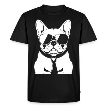 Funny French Bulldog with Sunglasses French Bulld - Men's Premium Organic T-Shirt - black - Front - Nico (187cm)