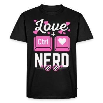 Love Nerd CTRL - Heart - Men's Premium Organic T-Shirt - black - Front - Nico (187cm)