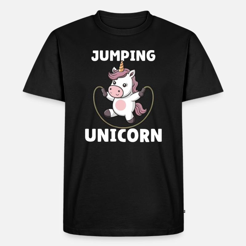 Jumping Unicorn - Männer Premium Bio T-Shirt - Schwarz