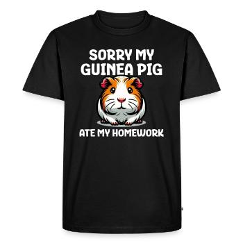 Sorry My Guinea Pig Ate My Homework - Men's Premium Organic T-Shirt - black - Front - Nico (187cm)