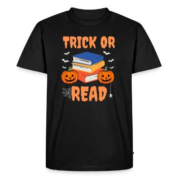 Astuce ou lecture - T-shirt Premium bio Homme - noir - Devant - Nico (187cm)