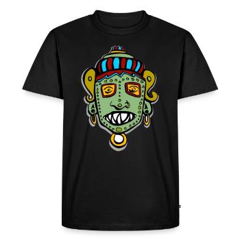 Visage de tête de masque tribal indien maya inka - T-shirt Premium bio Homme - noir - Devant - Nico (187cm)