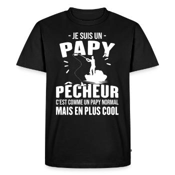 Papy Pêcheur Humour Fête des Grands Pères Noël - T-shirt Premium bio Homme - noir - Devant - Nico (187cm)
