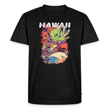 70s 80s Hawaiian Island Palm Beach - Great - Men's Premium Organic T-Shirt - black - Front - Nico (187cm)