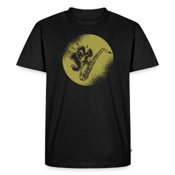 Music Retro Blues Play Saxophone-jazz - Men's Premium Organic T-Shirt - black - Front - Nico (187cm)