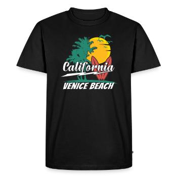 Années 70 années 80 dans la ville californienne de Venice Beach - T-shirt Premium bio Homme - noir - Devant - Nico (187cm)