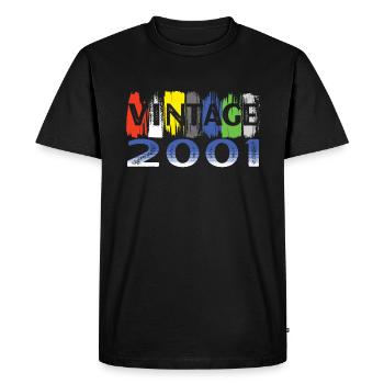 Year 2001 Retro Bitrthday Limited Edition - Men's Premium Organic T-Shirt - black - Front - Nico (187cm)