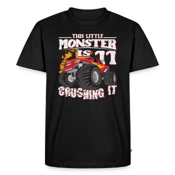 11e anniversaire plaisante ce petit camion monstre - T-shirt Premium bio Homme - noir - Devant - Nico (187cm)