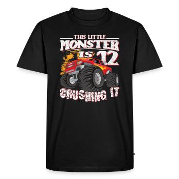 12e anniversaire plaisante ce petit camion monstre - T-shirt Premium bio Homme - noir - Devant - Nico (187cm)