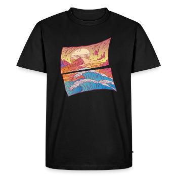La grande vague japonaise de Kanagawa - T-shirt Premium bio Homme - noir - Devant - Nico (187cm)
