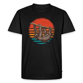 Sloth Life Chill How to relax - Men's Premium Organic T-Shirt - black - Front - Nico (187cm)