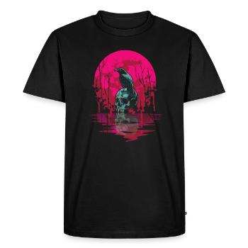 Gothique Crâne Rouge Lune Black Crow - T-shirt Premium bio Homme - noir - Devant - Nico (187cm)