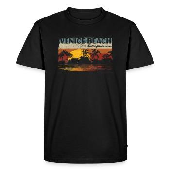 Années 70 80 Dans la ville californienne de Venice Beach - T-shirt Premium bio Homme - noir - Devant - Nico (187cm)