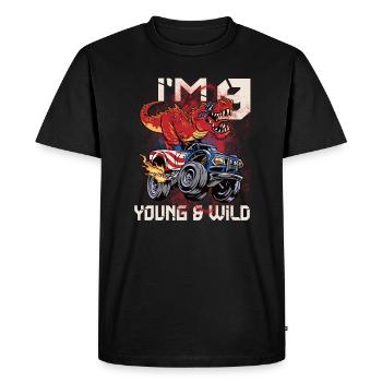 9e anniversaire Enfants Monster Dino Truck J’ai 9 ans - T-shirt Premium bio Homme - noir - Devant - Nico (187cm)