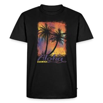 70s 80s Hawaiian Island Palm Beach - Great - Men's Premium Organic T-Shirt - black - Front - Nico (187cm)