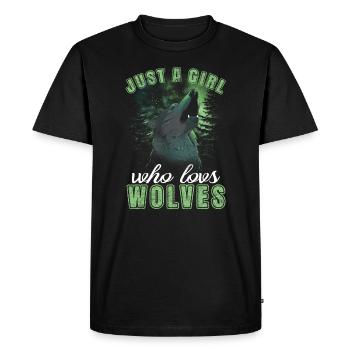 Juste une fille qui aime les loups L’amour du loup - T-shirt Premium bio Homme - noir - Devant - Nico (187cm)