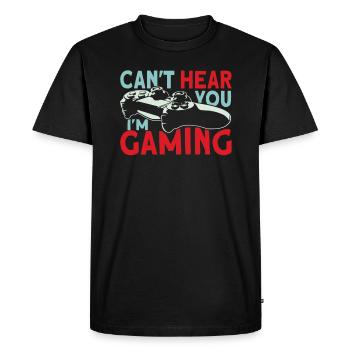 Je ne peux pas t’entendre pendant que tu joues, j’ai - T-shirt Premium bio Homme - noir - Devant - Nico (187cm)