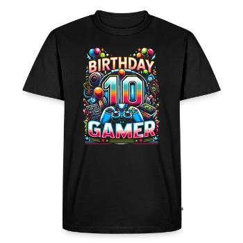 10e anniversaire pour les joueurs - T-shirt Premium bio Homme - noir - Devant - Nico (187cm)