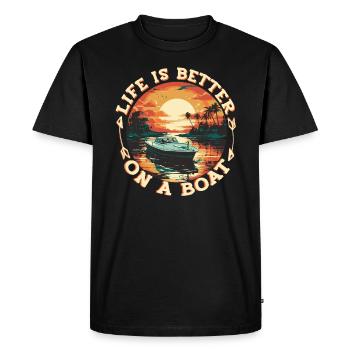 Boat life is better on a pontoon boat. - Men's Premium Organic T-Shirt - black - Front - Nico (187cm)