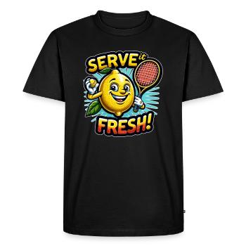 Sporty lemon ace - Freshly served! - Men's Premium Organic T-Shirt - black - Front - Nico (187cm)