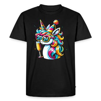 Fête de la licorne Fête du Nouvel An 2024 Design - T-shirt Premium bio Homme - noir - Devant - Nico (187cm)