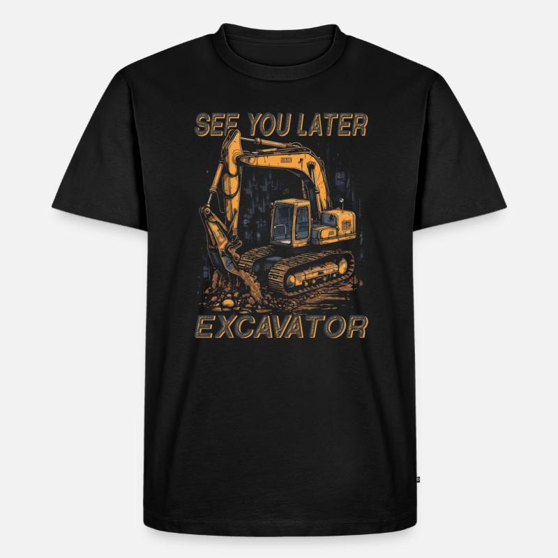 Straßenbau Bis Später Bagger - Männer Premium Bio T-Shirt - Schwarz
