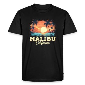 70 ' s 80 ' s dans la ville californienne de Malibu - T-shirt Premium bio Homme - noir - Devant - Nico (187cm)