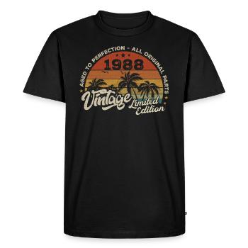 Millésime 1988 Anniversaire Rétro 1988 - T-shirt Premium bio Homme - noir - Devant - Nico (187cm)