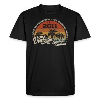 Millésime 2011 Anniversaire Rétro 2011 - T-shirt Premium bio Homme - noir - Devant - Nico (187cm)