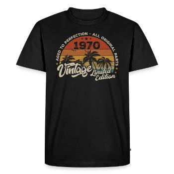 Vintage 1970's Birthday Retro 1970's - Men's Premium Organic T-Shirt - black - Front - Nico (187cm)