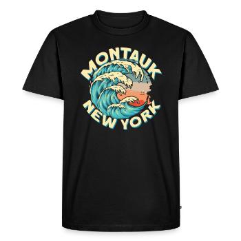 Montauk New York Design - Men's Premium Organic T-Shirt - black - Front - Nico (187cm)