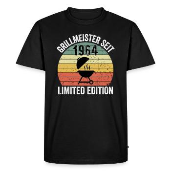 60th Birthday - Grillmeister since 1964 - Men's Premium Organic T-Shirt - black - Front - Nico (187cm)