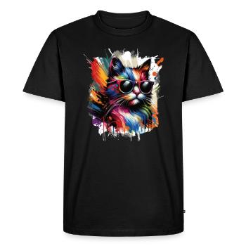Life is better with cats - Men's Premium Organic T-Shirt - black - Front - Nico (187cm)