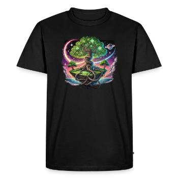 The cosmos with our "space tree" design - Men's Premium Organic T-Shirt - black - Front - Nico (187cm)