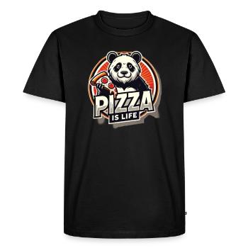 Pizza Is Life Panda - Men's Premium Organic T-Shirt - black - Front - Nico (187cm)