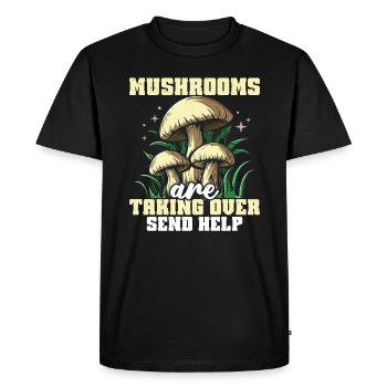 Mushroom hunting places that conquer mushrooms - Men's Premium Organic T-Shirt - black - Front - Nico (187cm)
