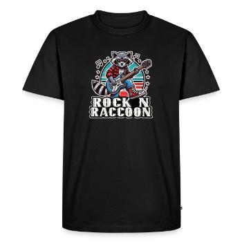 Côté sauvage avec notre Rock N’Raccoon - T-shirt Premium bio Homme - noir - Devant - Nico (187cm)