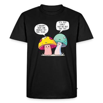 Champignon sauvage et lune Pas de temps, je cherche - T-shirt Premium bio Homme - noir - Devant - Nico (187cm)