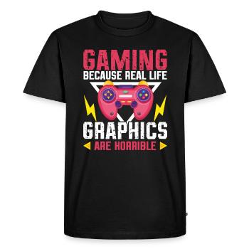 Play Controller Gaming Gaming parce que le - T-shirt Premium bio Homme - noir - Devant - Nico (187cm)