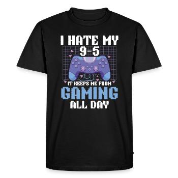 Jouer à la manette Gaming Je déteste la vraie vie - T-shirt Premium bio Homme - noir - Devant - Nico (187cm)