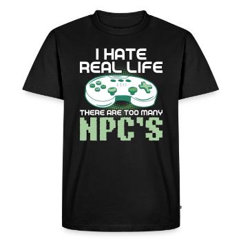 Jouer à la manette Gaming Je déteste la vraie vie - T-shirt Premium bio Homme - noir - Devant - Nico (187cm)