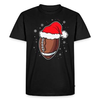 Football américain avec chapeau de Père Noël - T-shirt Premium bio Homme - noir - Devant - Nico (187cm)