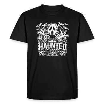 Graphic gamer haunted high score design - Men's Premium Organic T-Shirt - black - Front - Nico (187cm)